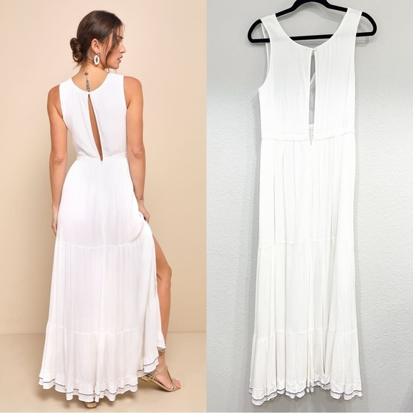 NWOT Lulus Tickets To Paradise White Embroidered Maxi Dress - Picture 6 of 10
